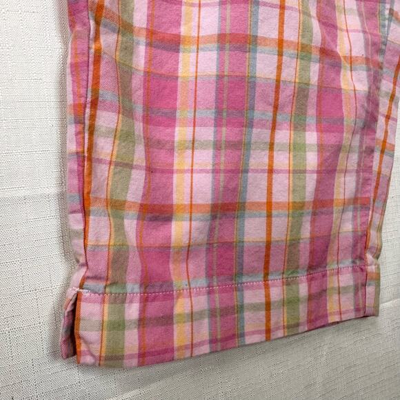Vtg LL Bean Capri Pant Womens 16 Plaid Cotton Picnic Camping Summer Coastal Pink - Picture 5 of 9